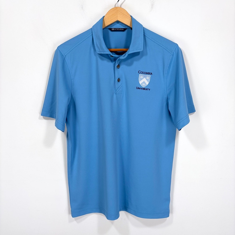 Columbia University Cutter & Buck Performance Polo Shirt Mens Small Blue Golf